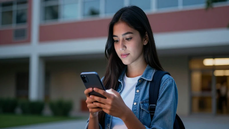 Joven mexicana moderna en campus vibrante
