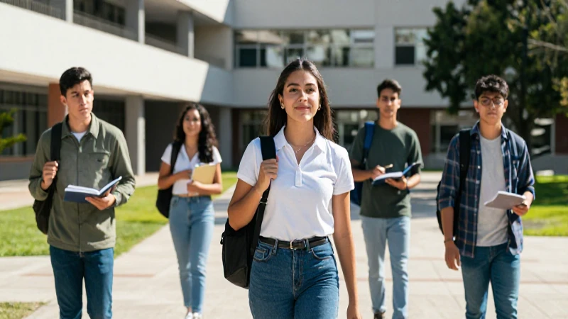 Estudiantes mexicanos exitosos en un campus moderno