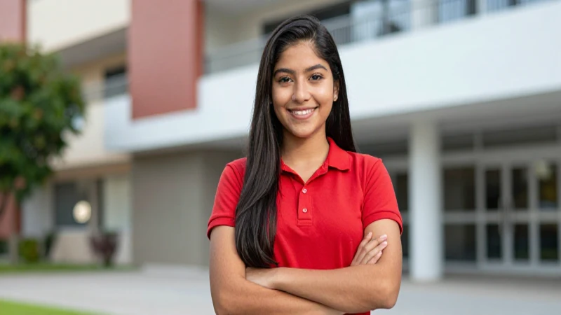 Estudiante mexicano confiado en un campus moderno