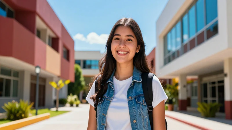 Fotografía vibrante de estudiante mexicano alegre