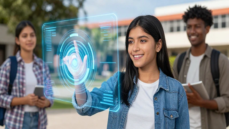 Estudiante mexicana con tecnología digital moderna