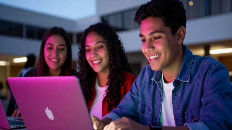 Estudiante mexicano feliz en universidad moderna