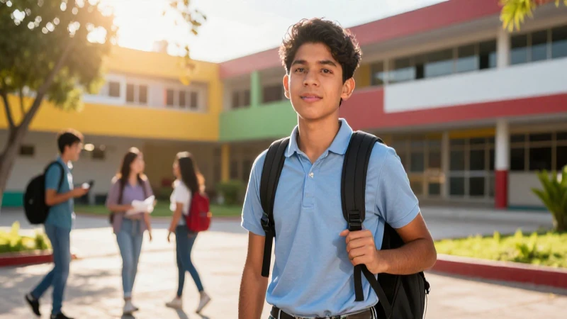 Estudiante mexicano en campus vibrante