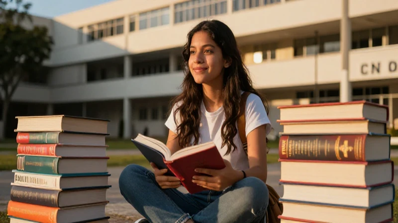 Joven estudiante mexicano soñador en campus universitario