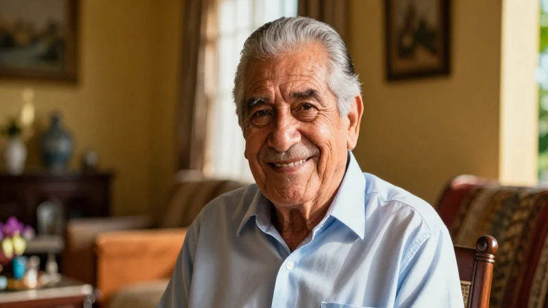 Retrato profesional de anciano mexicano sonriente