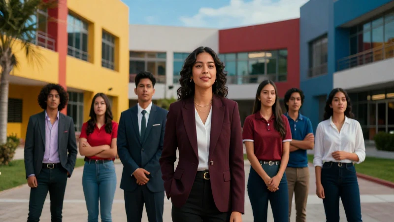 Estudiantes mexicanos vibrantes en un campus moderno