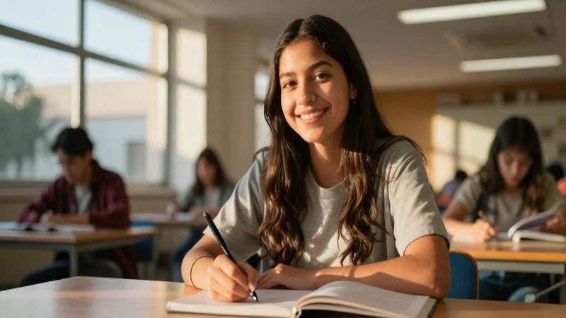 Estudiante mexicano estudiando con luz dorada