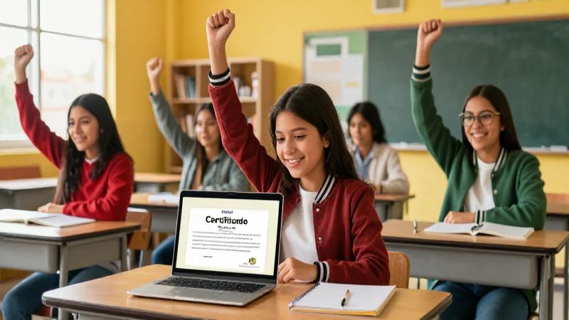 Estudiantes mexicanos celebran éxito académico en clase moderna