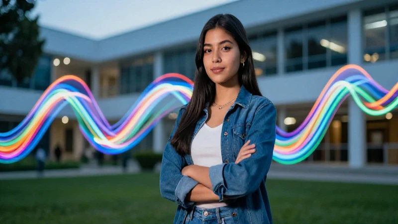 Joven mexicano confiado en moderno campus