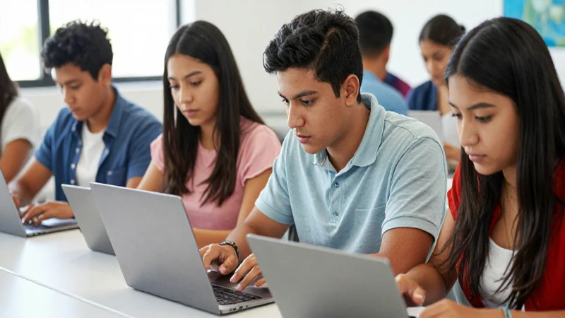 Estudiantes mexicanos colaborando en aprendizaje digital