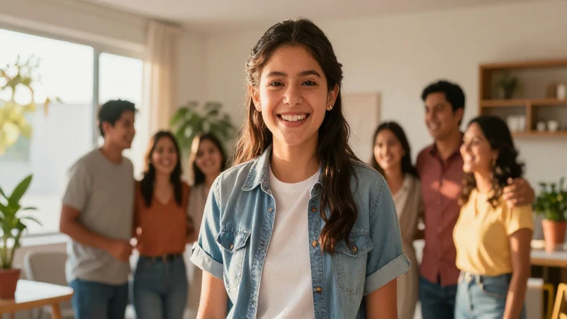Estudiante mexicano feliz celebrando con su familia