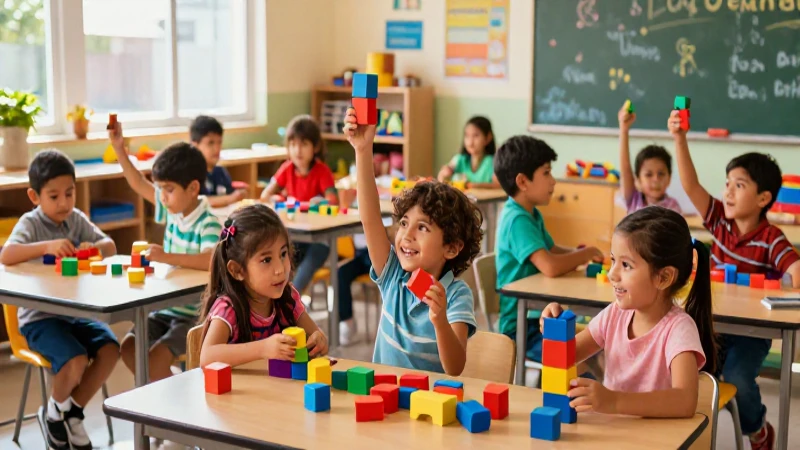 Niños mexicanos aprendiendo con alegría en un aula moderna