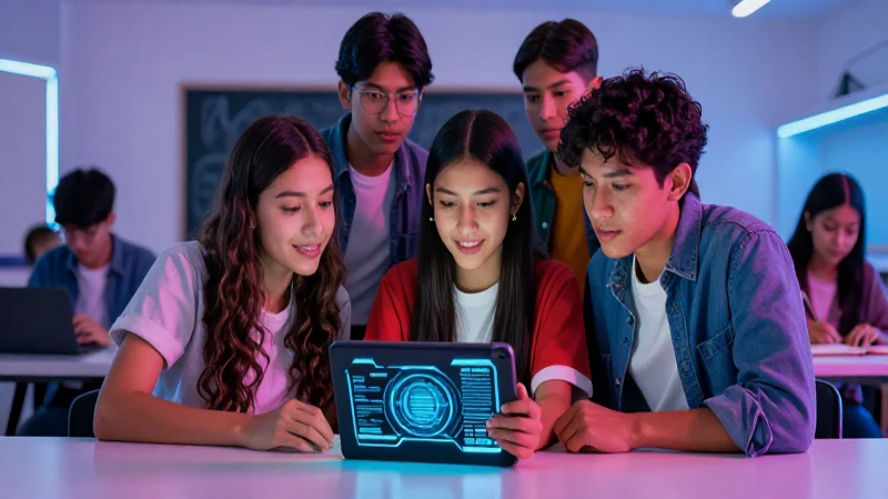 Estudiantes mexicanos aprenden en una clase moderna y tecnológica