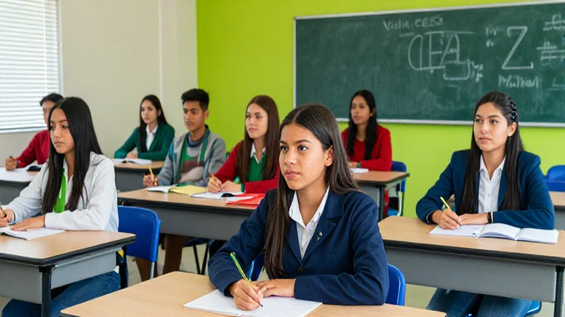 Jóvenes mexicanos brillantes en aula moderna