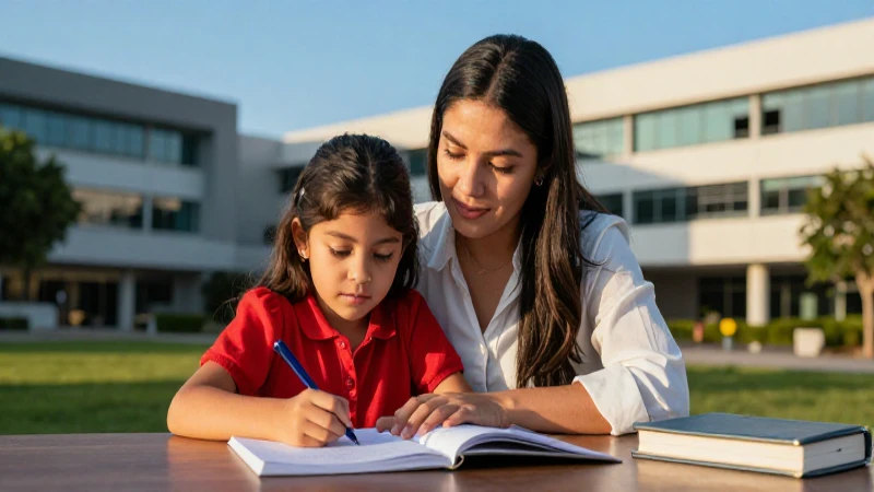 Madre mexicana resiliente estudia en campus vibrante