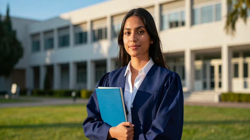 Retrato profesional de estudiante mexicano en campus