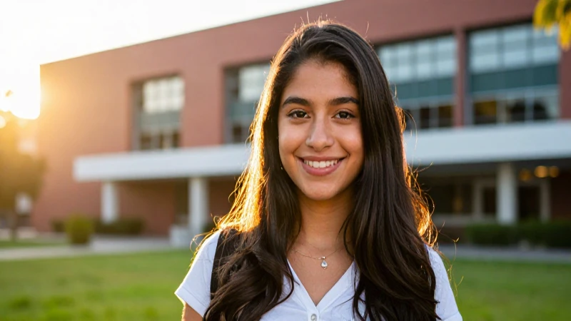 Joven mexicano inspirador en campus vibrante