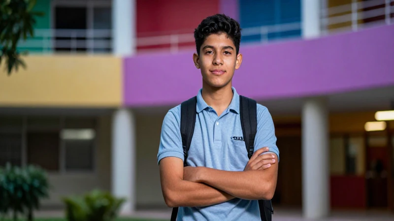 Joven estudiante universitario mexicano triunfa en el campus moderno