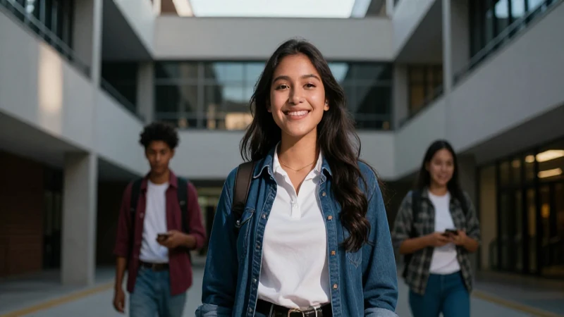 Cómo puedo sacar las calificaciones de mis estudios 96 Estudiante mexicano sonriente en campus moderno