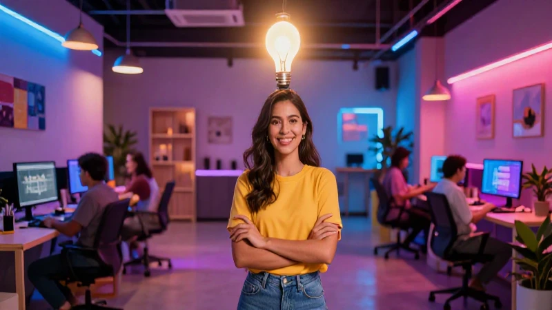 Emprendedor mexicano en espacio moderno y vibrante