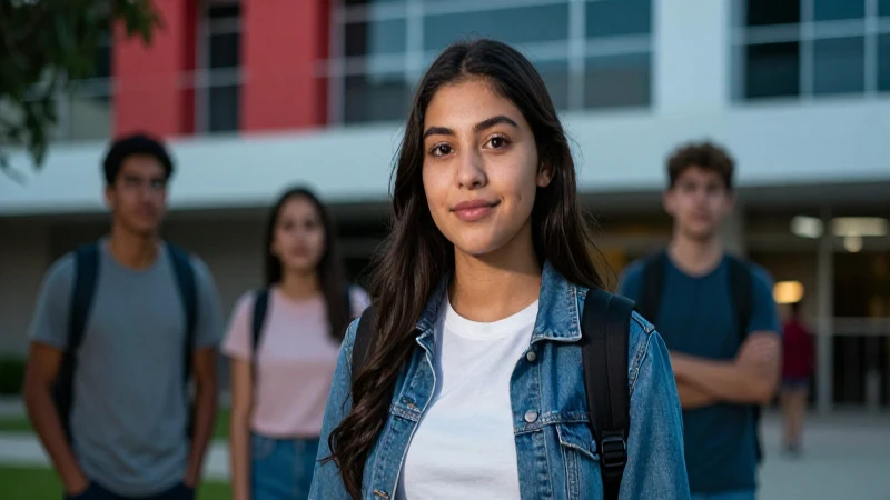 Joven estudiante mexicano en campus universitario vibrante