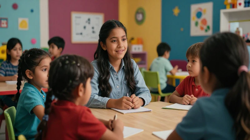 Niños mexicanos aprendiendo en un ambiente moderno