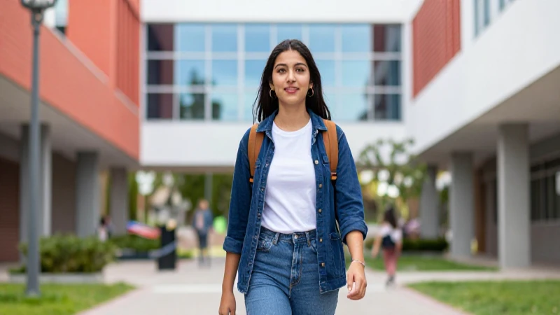 Estudiante mexicano moderno en campus vibrante