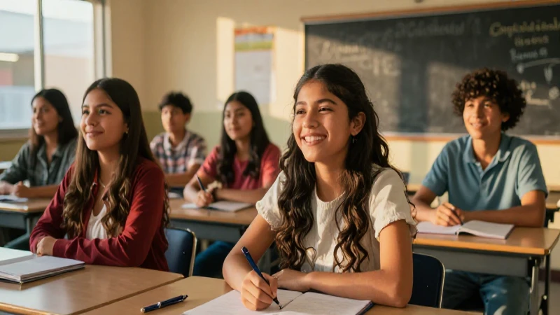 Estudiante mexicano alegre en éxito educativo