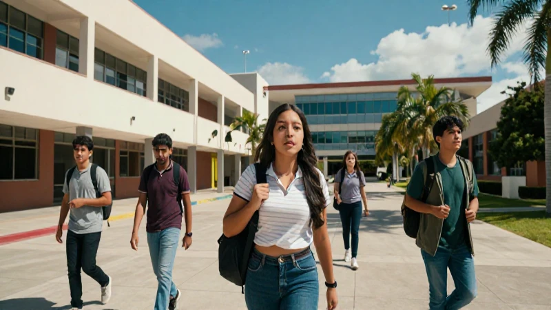 Estudiantes mexicanos vibrantes en campus moderno