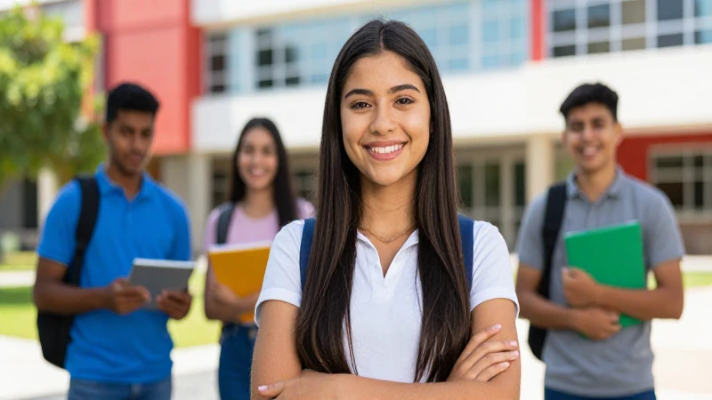 Estudiante mexicano sonriente en campus universitario
