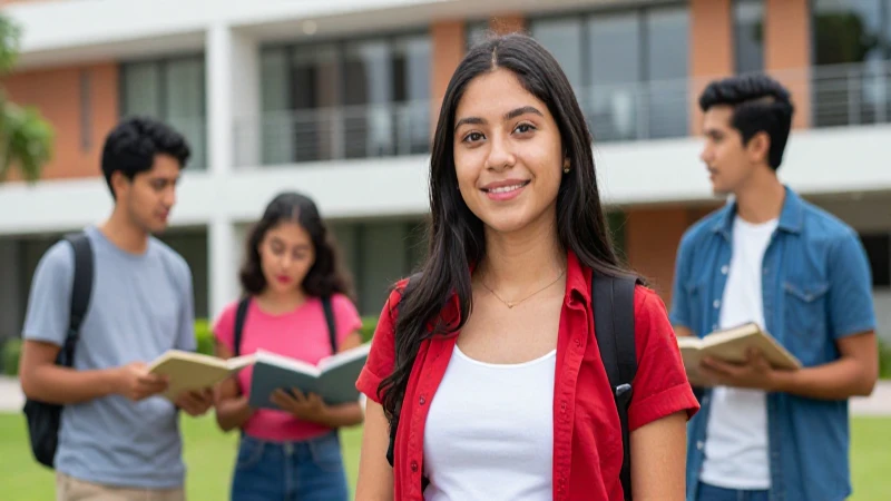 Estudiante mexicano exitoso con atmósfera vibrante y moderna