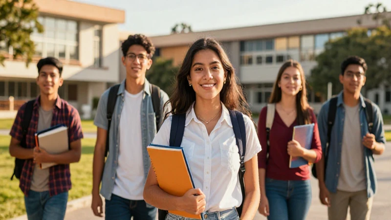 Jóvenes mexicanos ambiciosos en su campus universitario