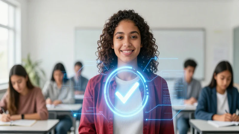 Estudiante mexicano frente a interfaz digital de verificación