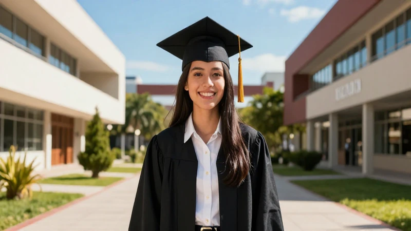 Estudiante mexicano sonriente en campus soleado