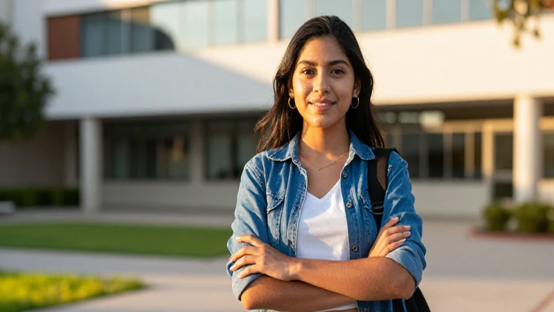 Joven mexicano exitoso en campus moderno