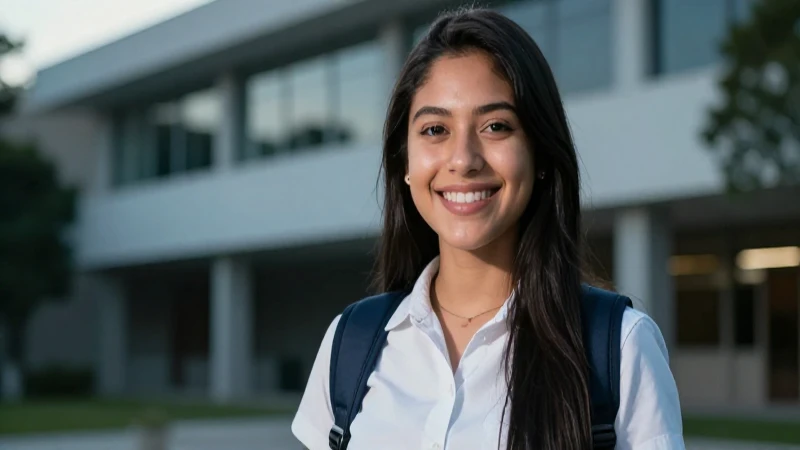Estudiante mexicano exitoso en moderno campus