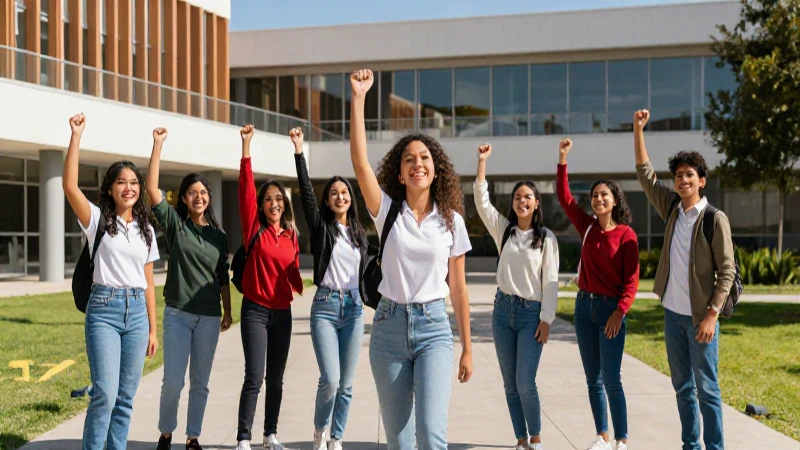 Estudiantes mexicanos celebran su éxito en campus modern