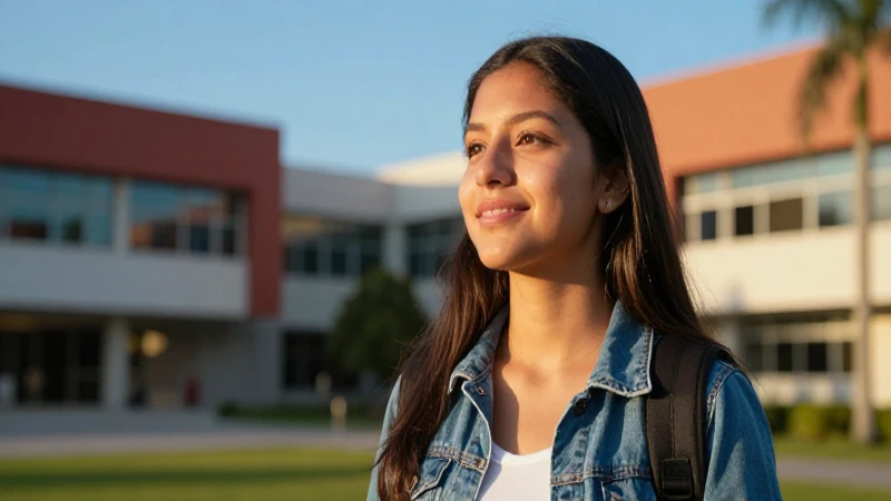 Estudiante mexicano brillante mirando el futuro