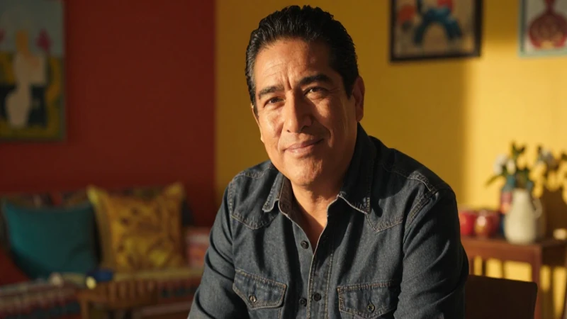 Hombre mexicano feliz en luz dramática