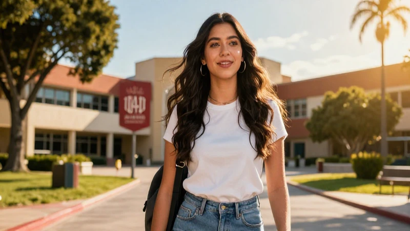 Joven mexicano ambicioso en campus dorado