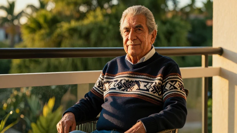 Abuelo mexicano elegante disfruta la hora dorada