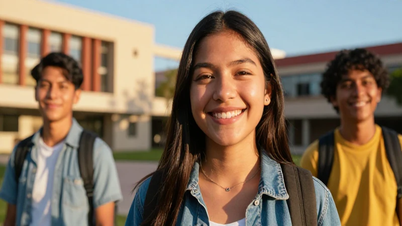 Estudiante mexicano sonríe en campus universitario