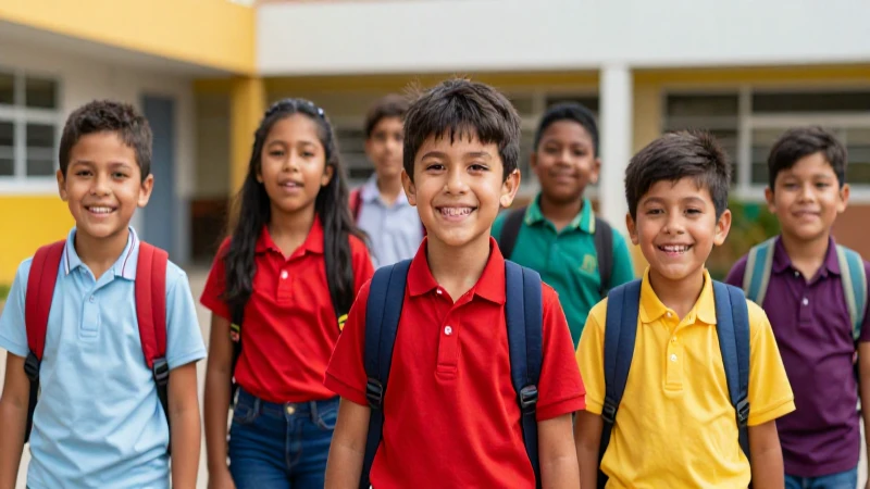 Niños mexicanos felices y brillantes en su escuela