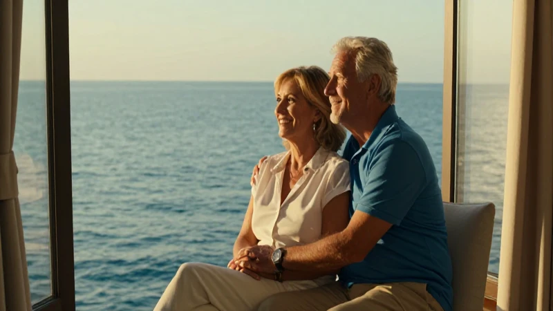 Pareja feliz ante el océano dorado
