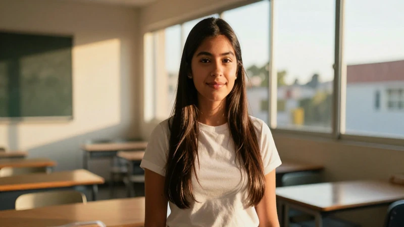 Retrato vibrante de estudiante mexicano en aula