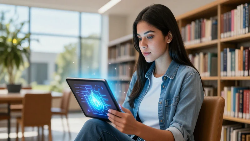Estudiante mexicana enfocada en campus moderno