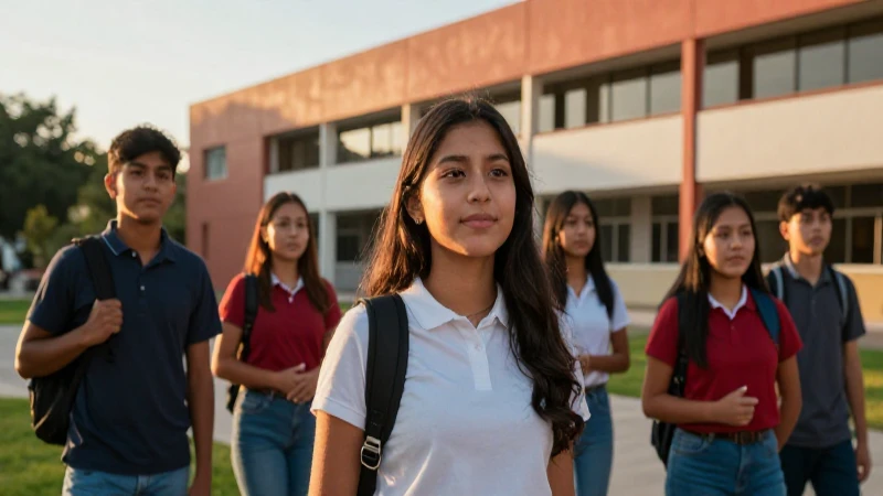 Estudiantes mexicanos en campus universitario al atardecer