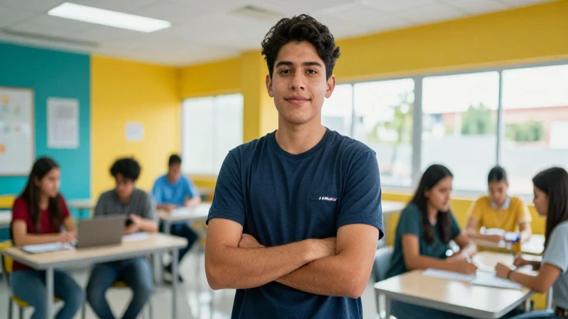 Joven mexicano en taller moderno y vibrante