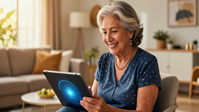 Anciana mexicana interactúa con interfaz digital