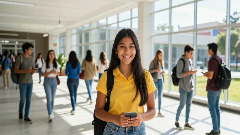 Estudiante mexicano en campus bajo luz profesional